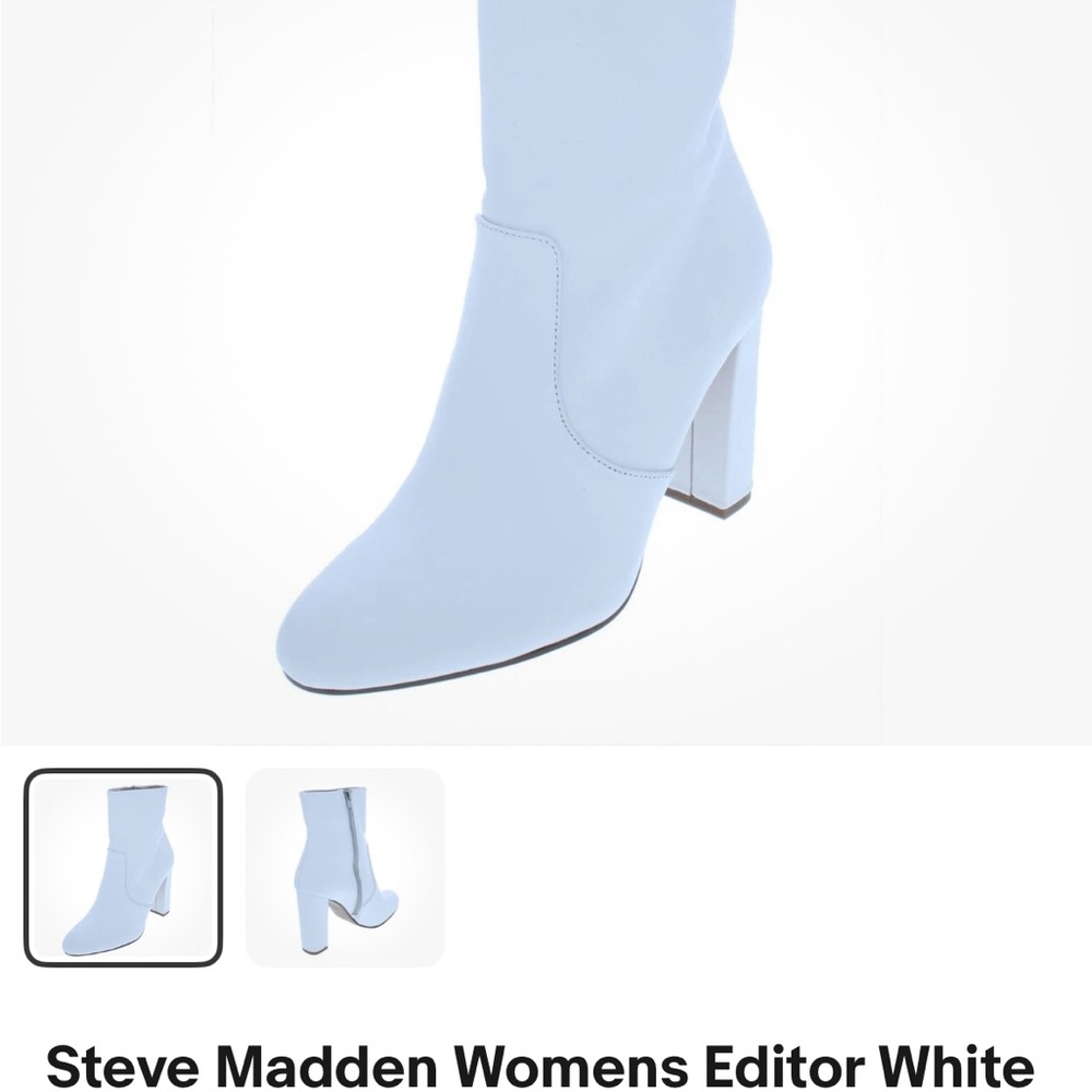 Steve Madden Women's White Real Leather Heeled Boots